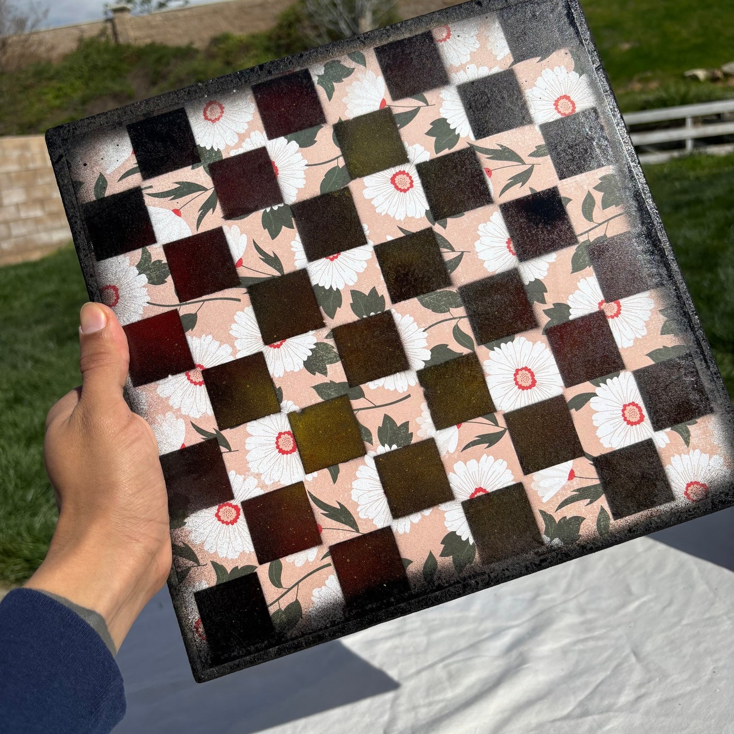 Vintage Flowers - Scrapbook Chess Set
