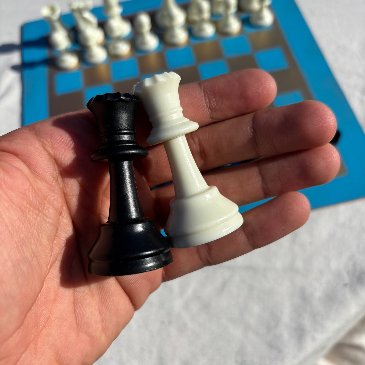 Golden Blue - Painted Chess Set