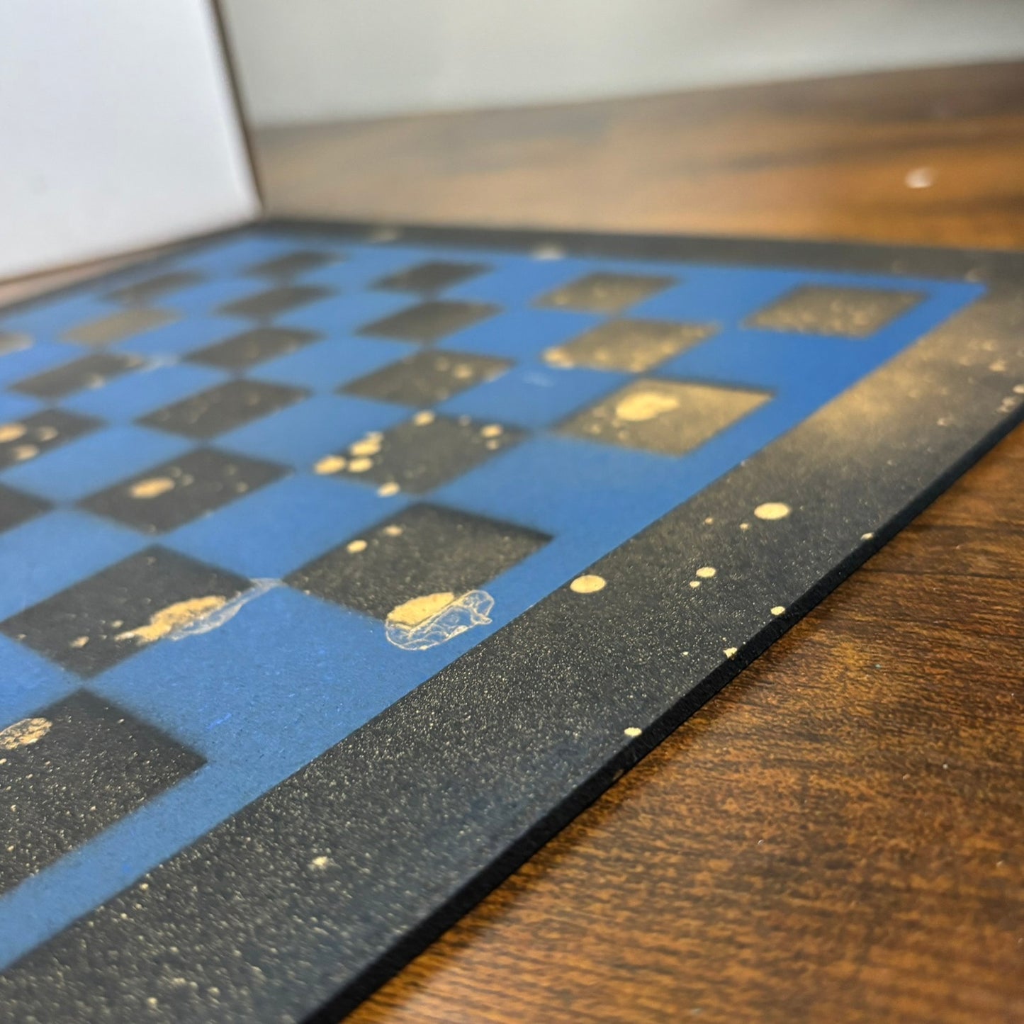 Golden Navy Blue - Painted Chess Board