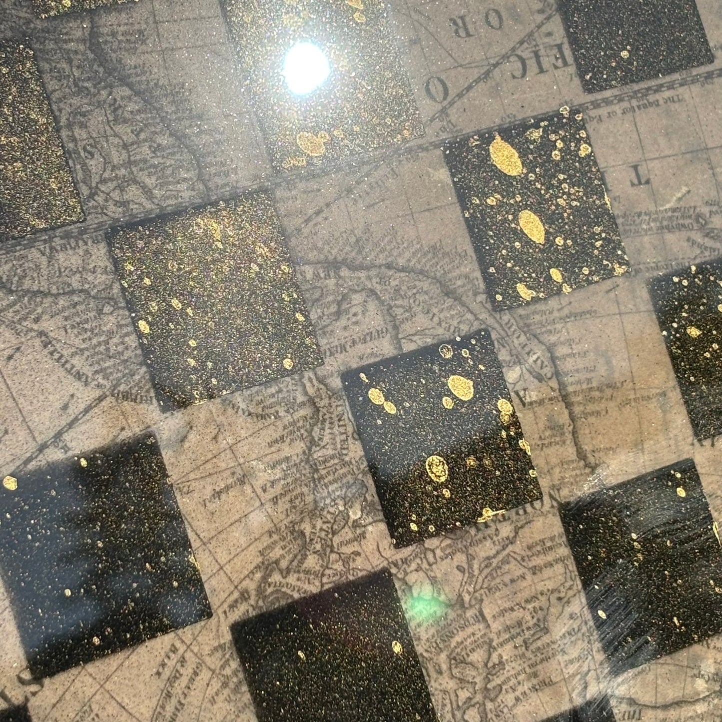 Sprinkled Gold Map - Resin Coated Chess Board