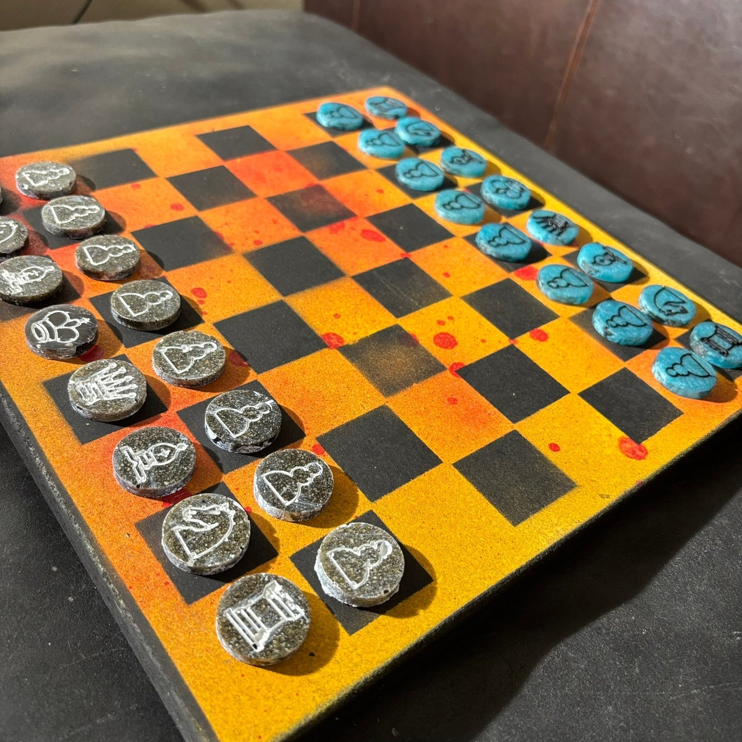 Fire Orange - Painted Chess Set