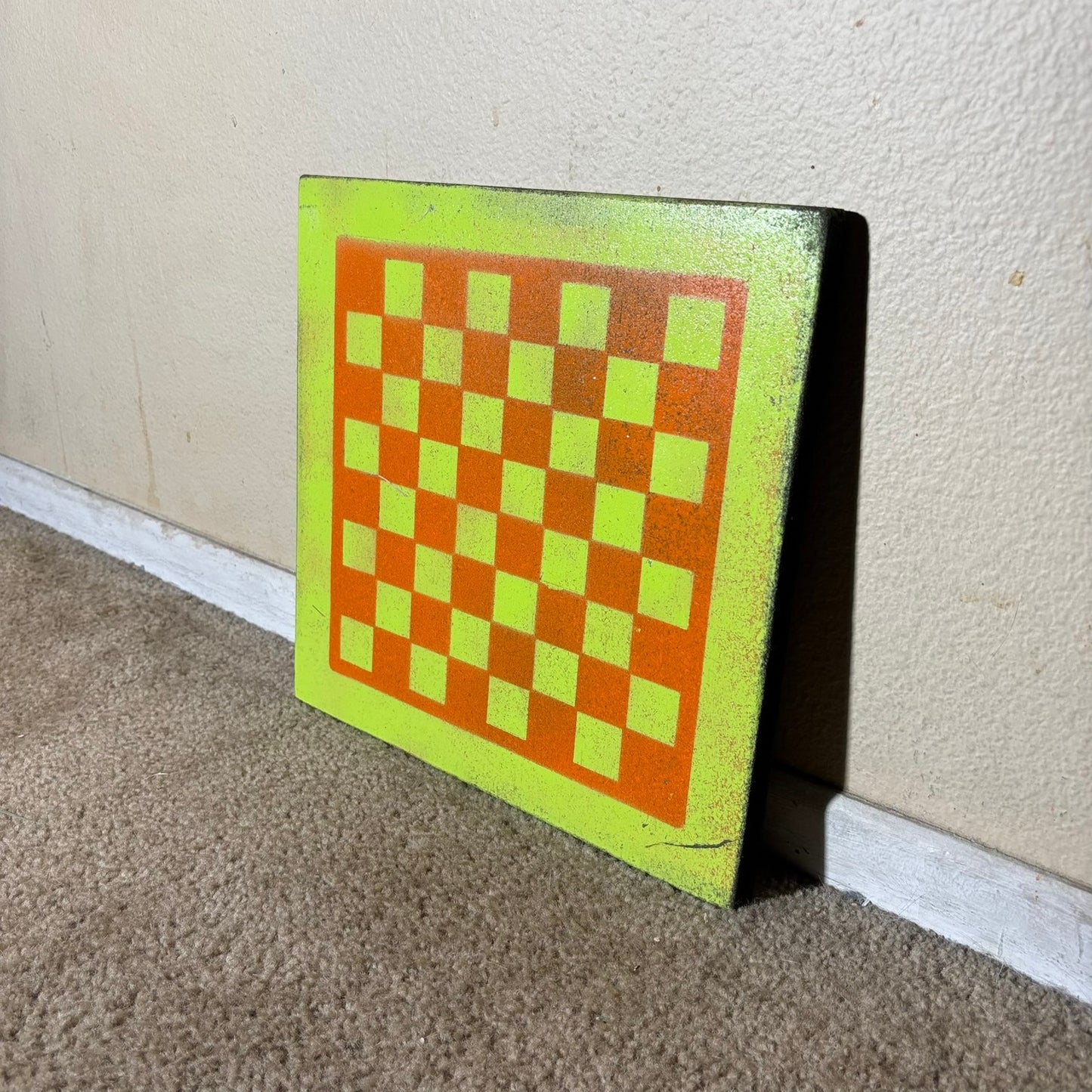 Green & Orange - Painted Chess Board