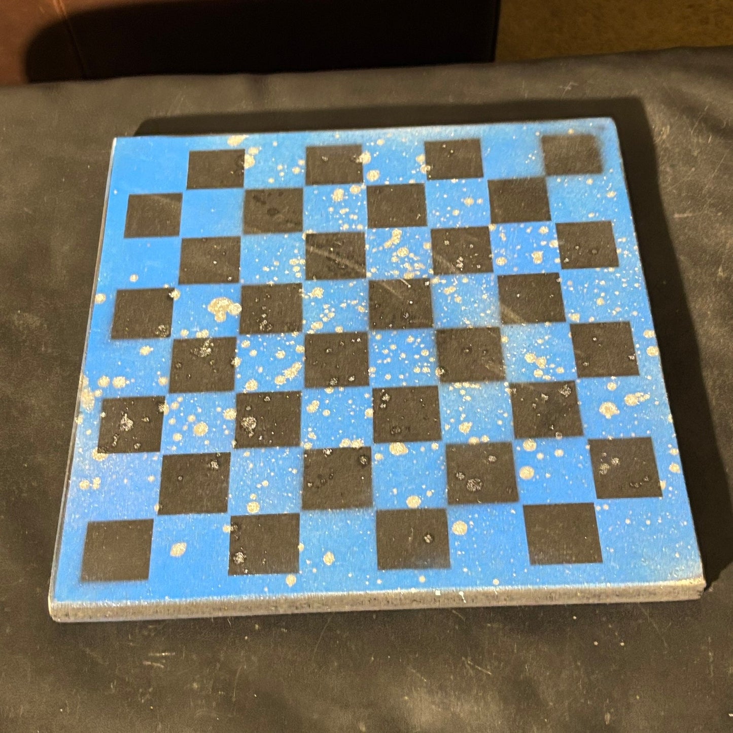 Blue Chrome Black - Painted Chess Set