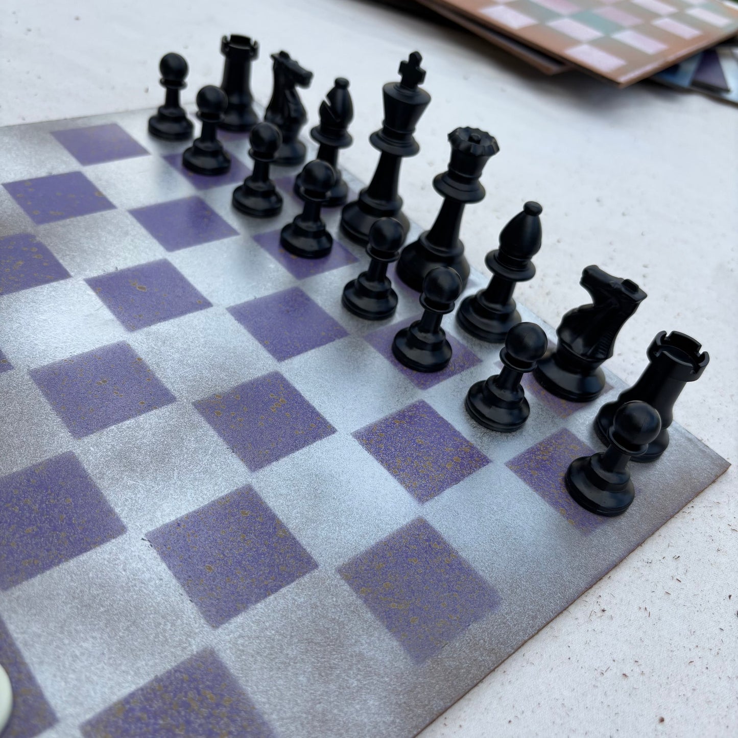 Silver Purple - Painted Chess Set