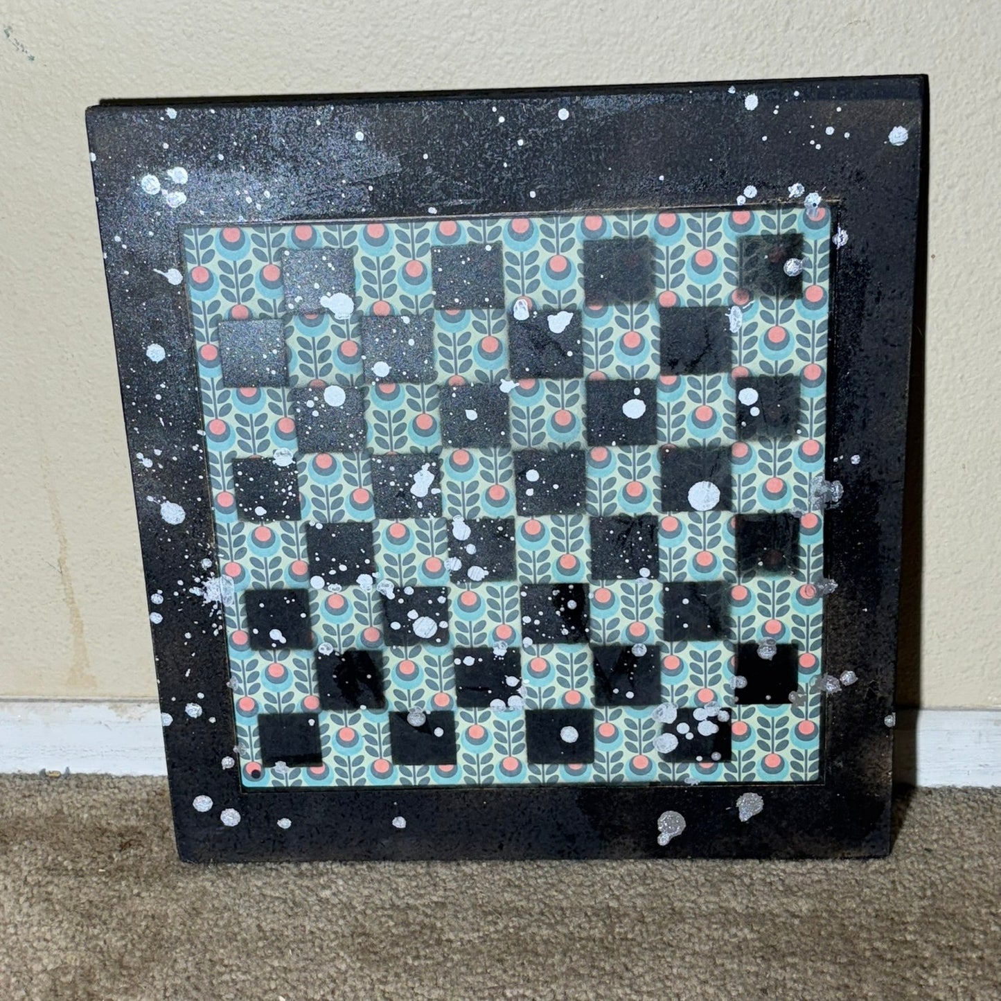 Green Orange Pattern - Large Scrapbook Chess Board