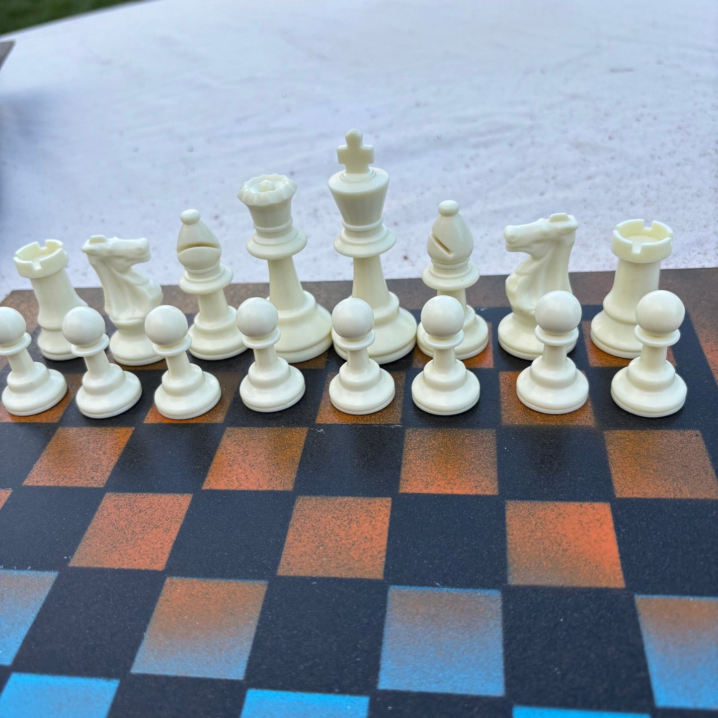 Simple Blue & Orange - Painted Chess Set