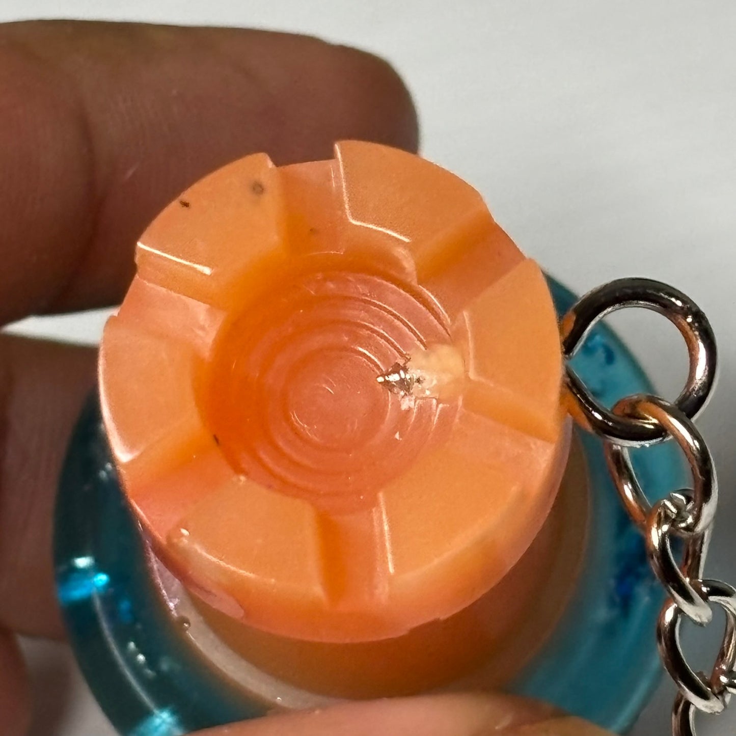 Ice Bottom Orange Rook - Handmade Resin Keychain - Large Edition