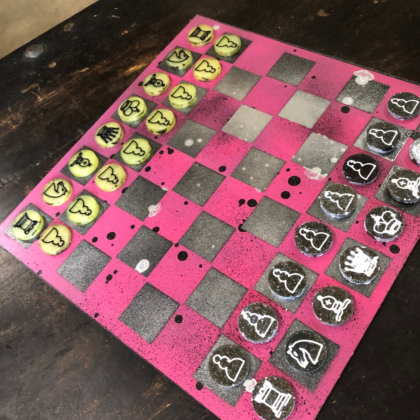 Chrome Pink - Painted Chess Set