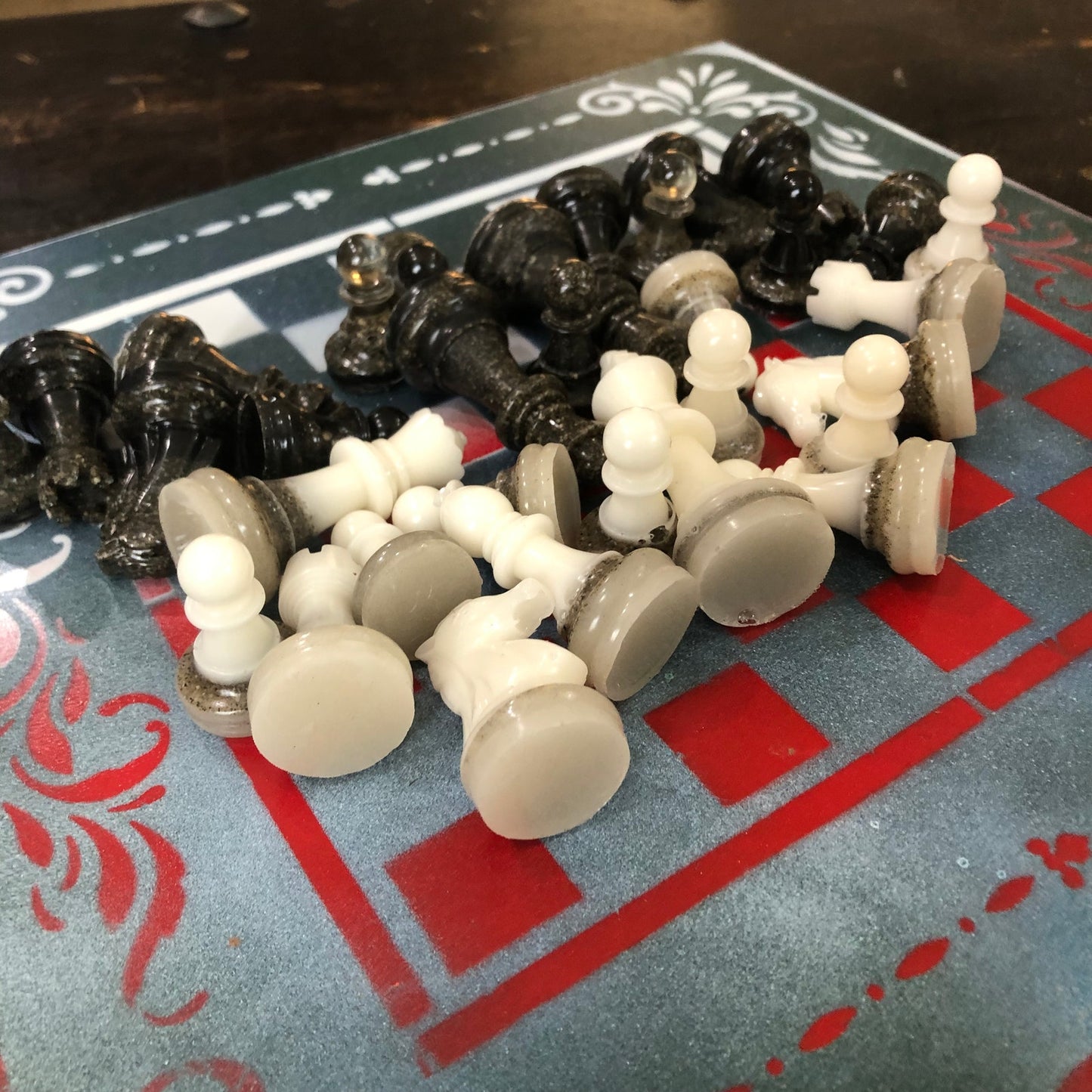 Royal Green & Blue - Painted Chess Set