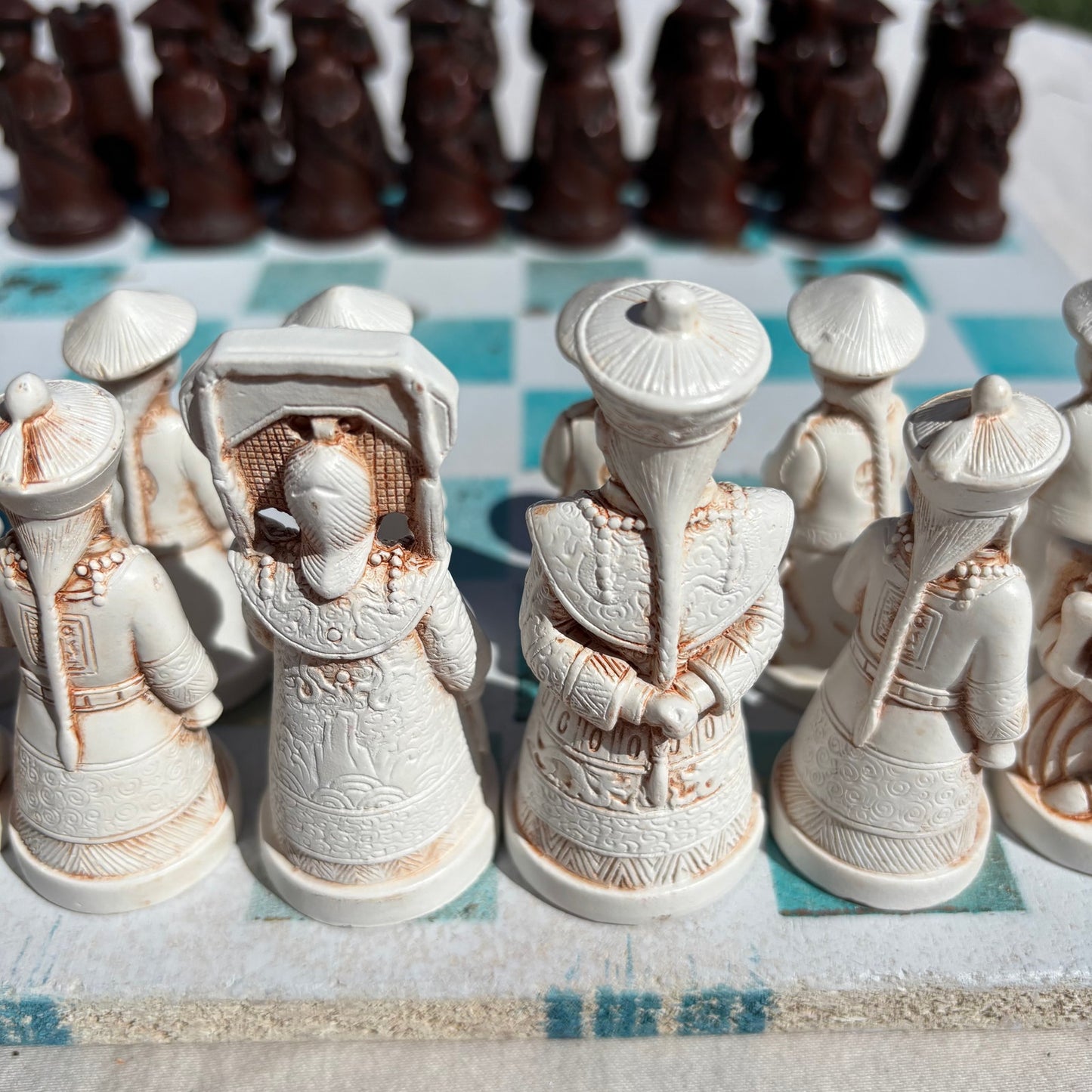 Mint Golden Blue - Chinese Edition Chess Set