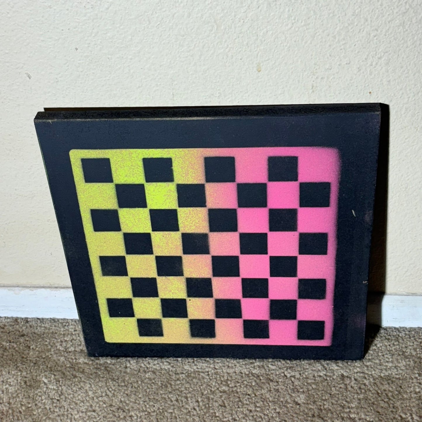 Lime Green Pink - Painted Chess Board