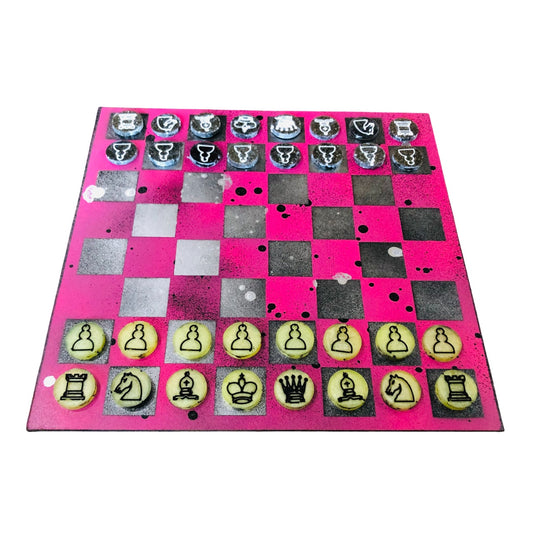 Chrome Pink - Painted Chess Set