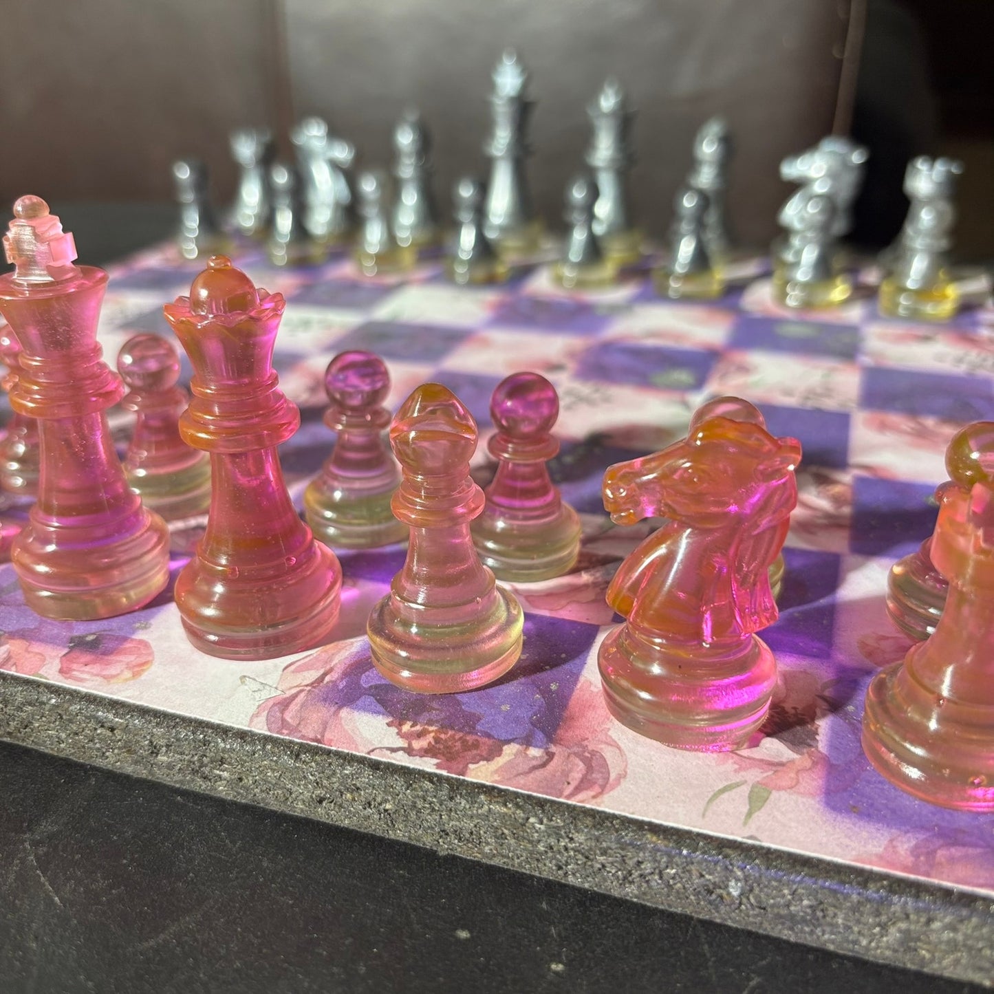 Pink Rose Purple - Scrapbook Chess Set
