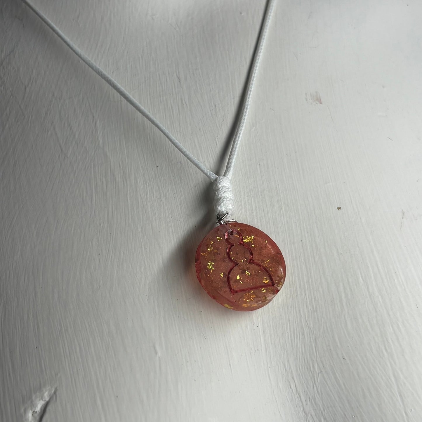 Amber Red Pawn - Handmade Resin Chess Necklace