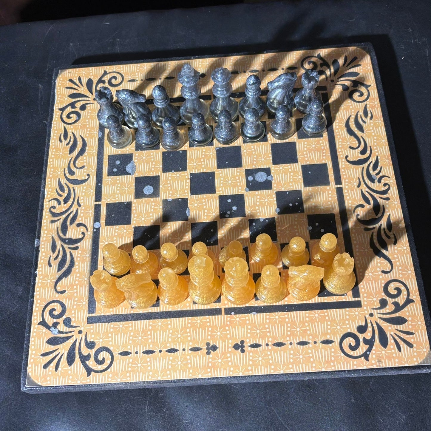 Sunset Yellow Pattern - Scrapbook Chess Set
