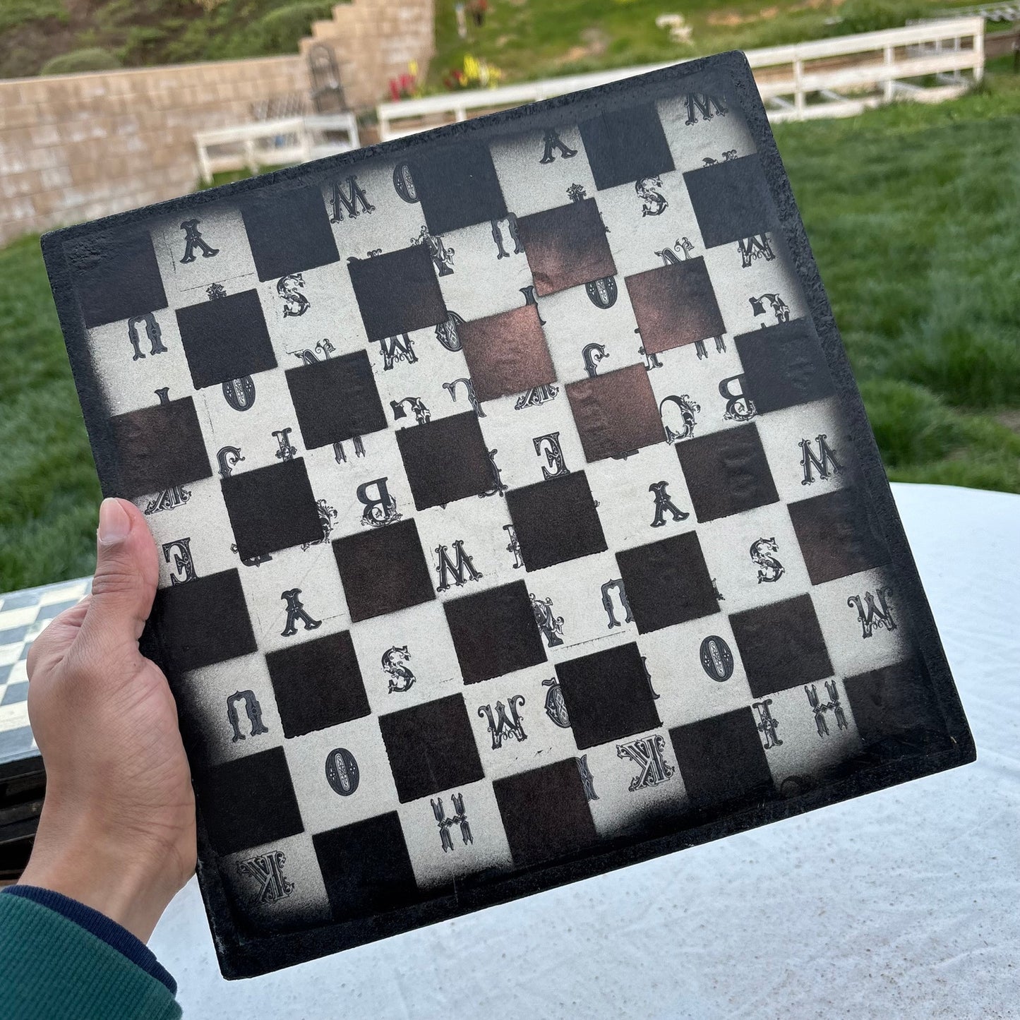 Vintage Letters - Scrapbook Chess Set