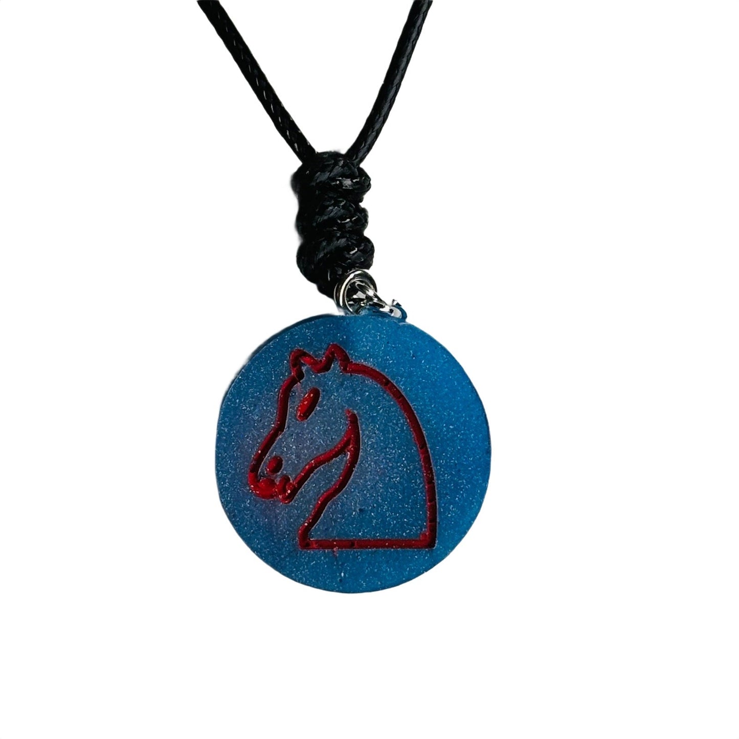 🎁 Blue Knight - Handmade Resin Chess Necklace (100% off)