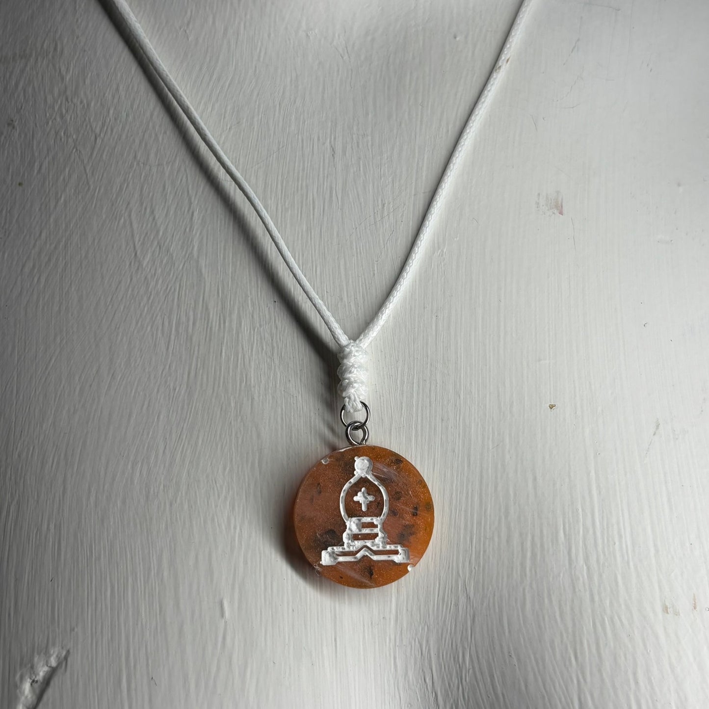 Orange Tiger Bishop - Handmade Resin Chess Necklace