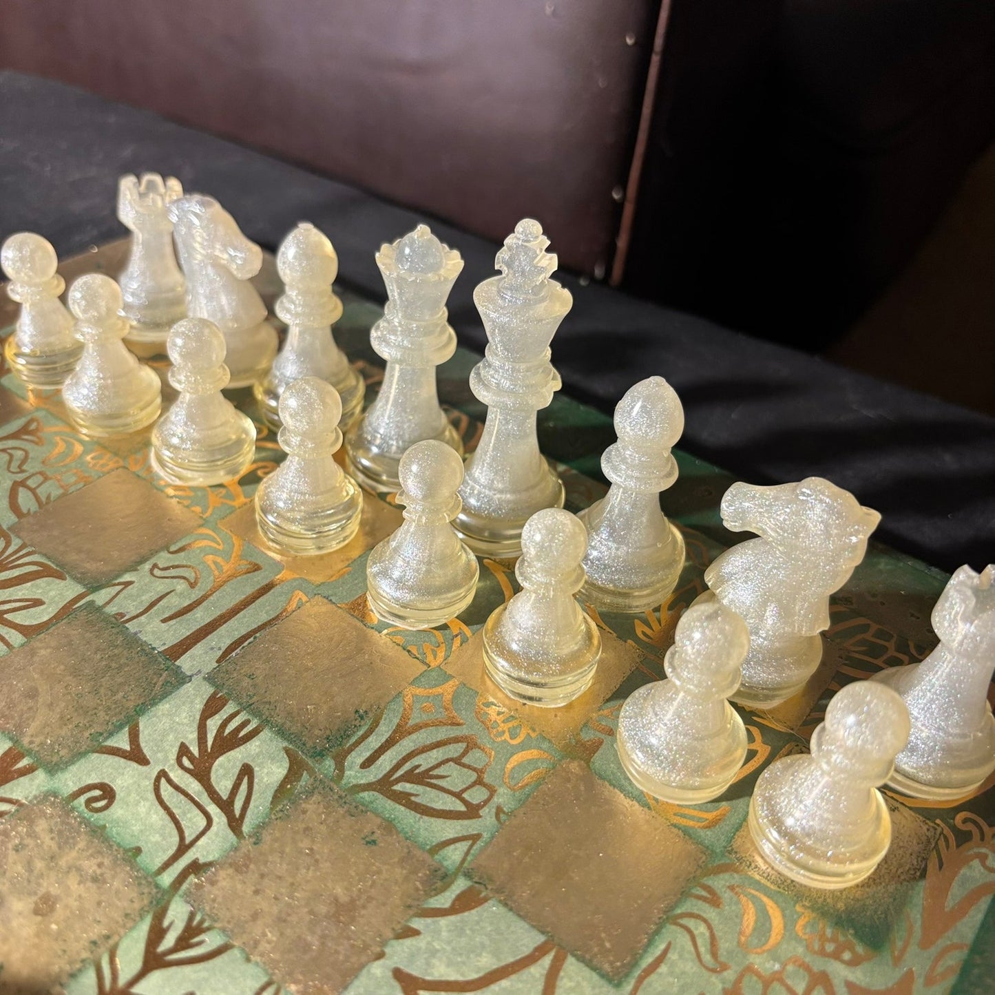 Golden Green Vintage - Scrapbook Chess Set