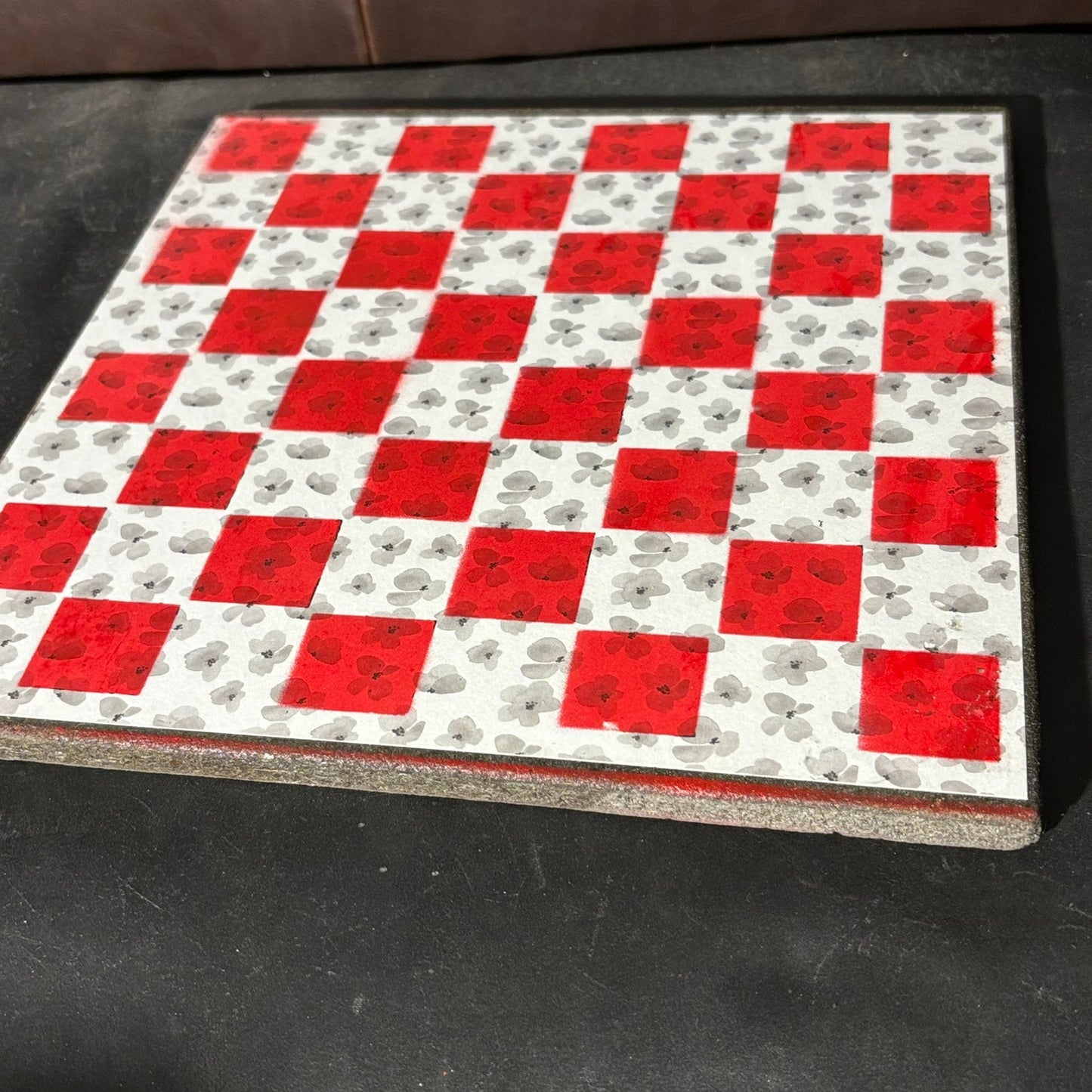 Gray White & Red - Scrapbook Chess Board