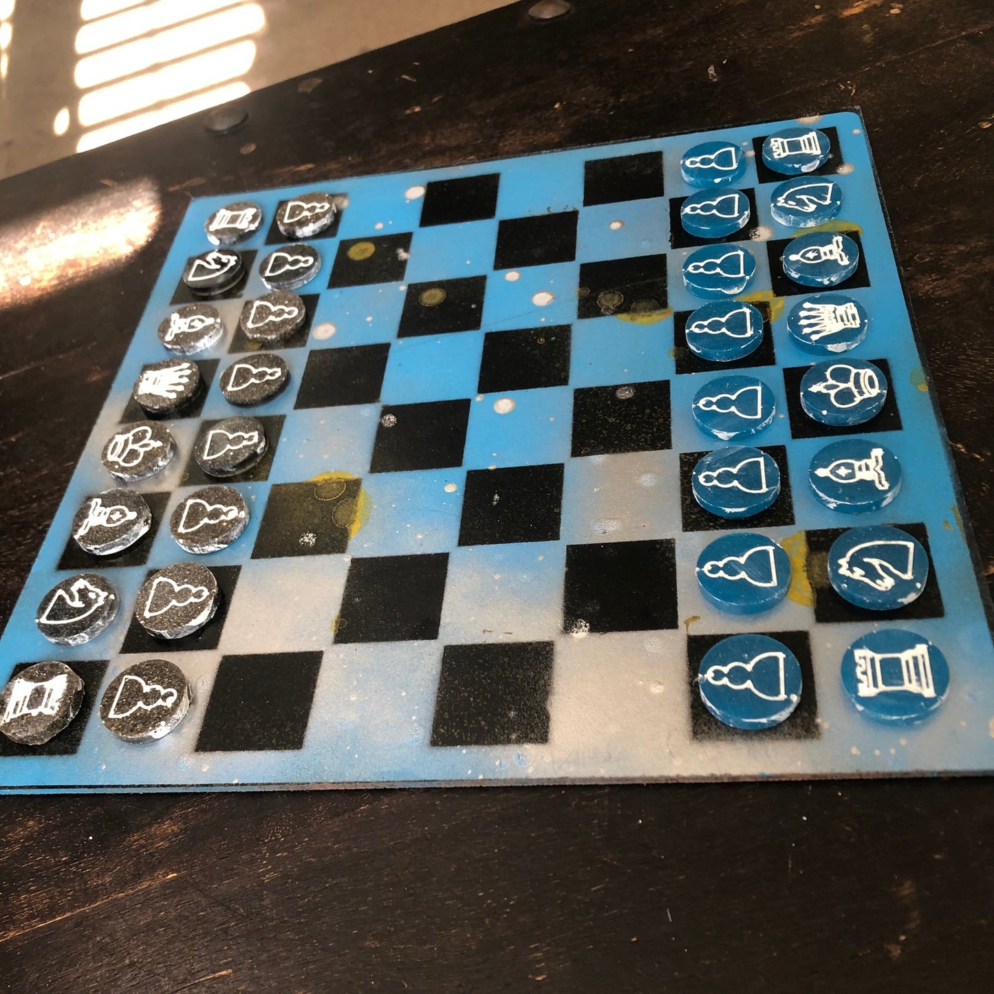 Cloudy Blue - Painted Chess Set