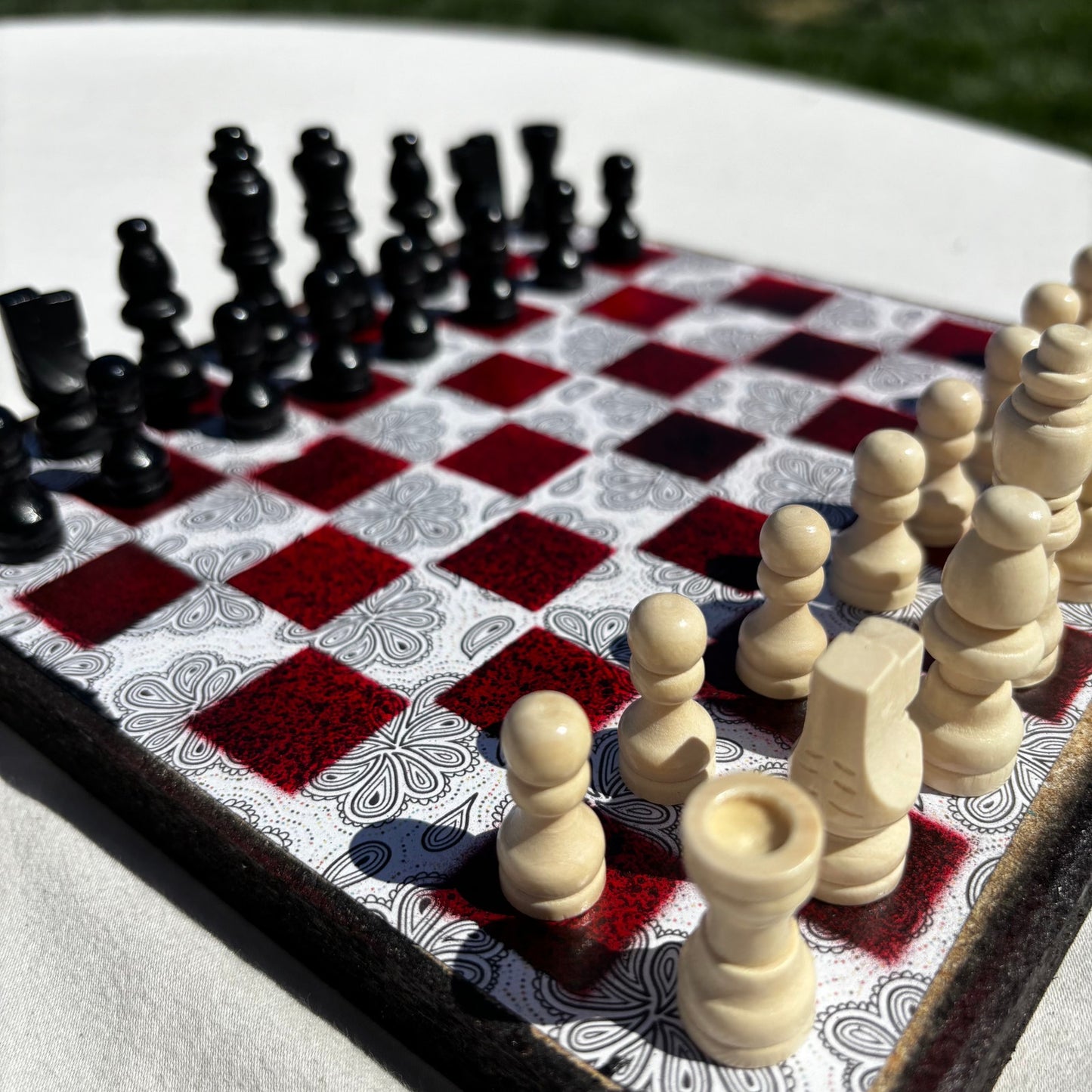The Dark Red - Scrapbook Chess Set