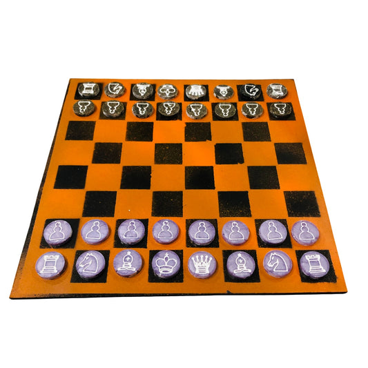 Orange & Black - Painted Chess Set