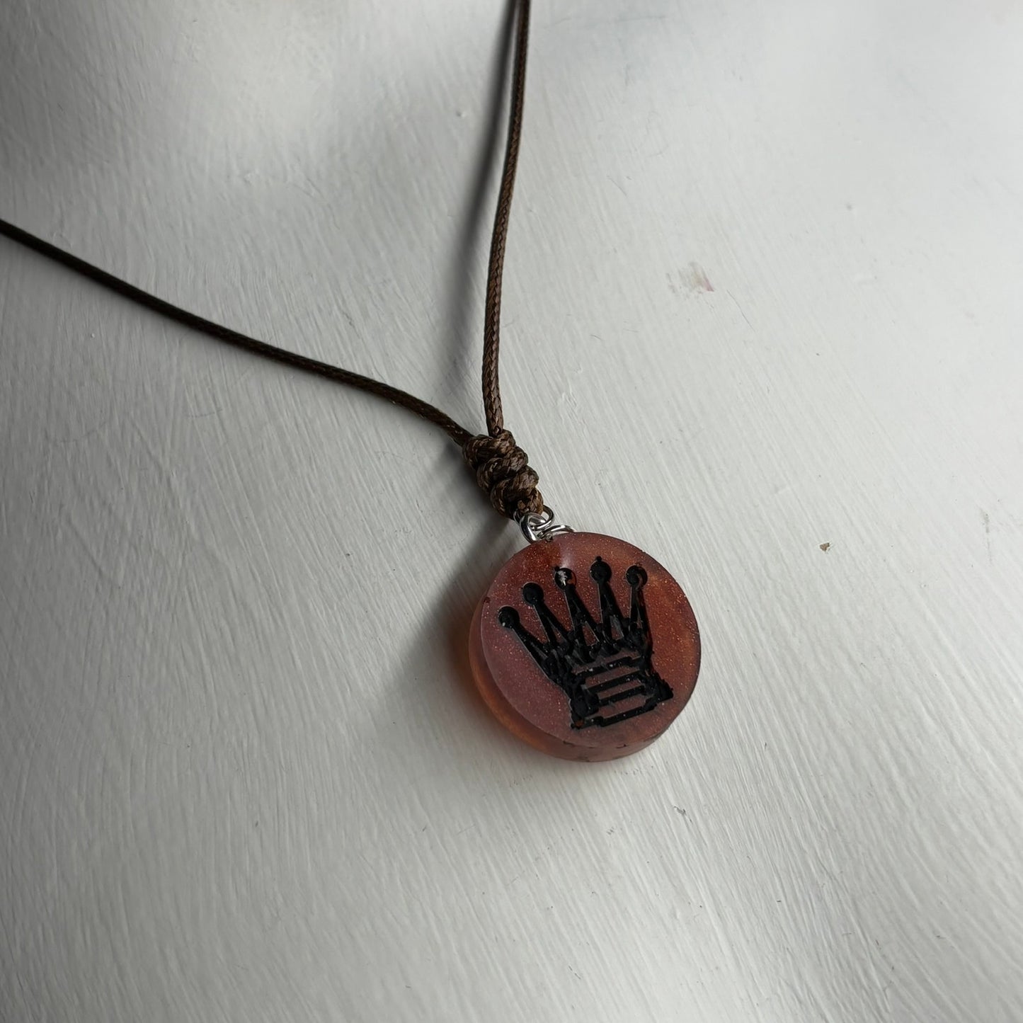 Fading Red Queen - Handmade Resin Chess Necklace