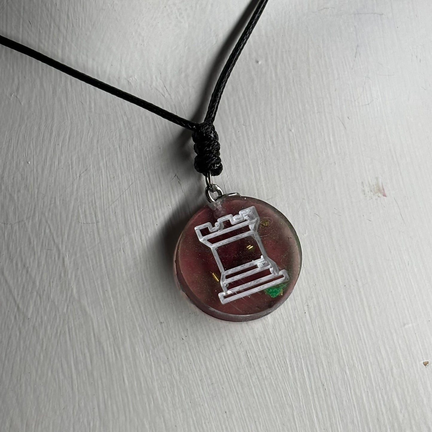 Translucent Violet Rook - Handmade Resin Chess Necklace