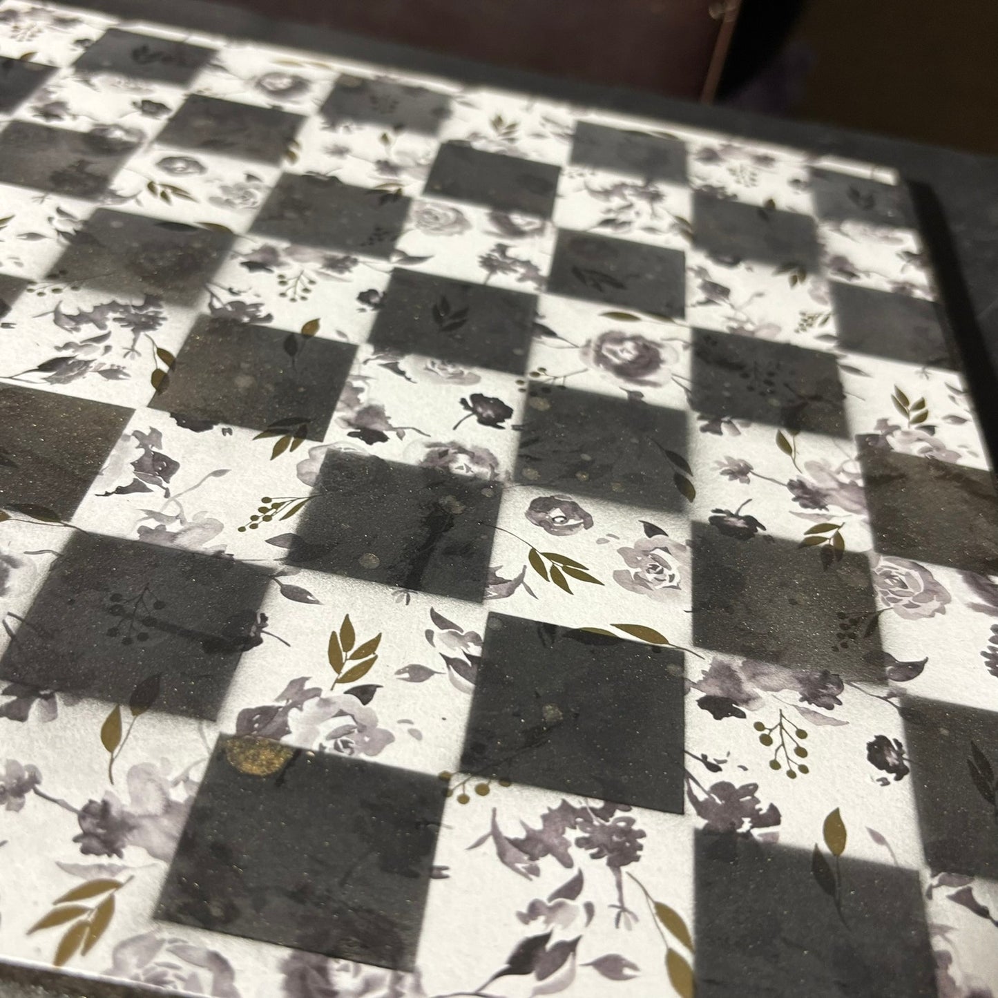 Black Flower - Scrapbook Chess Set