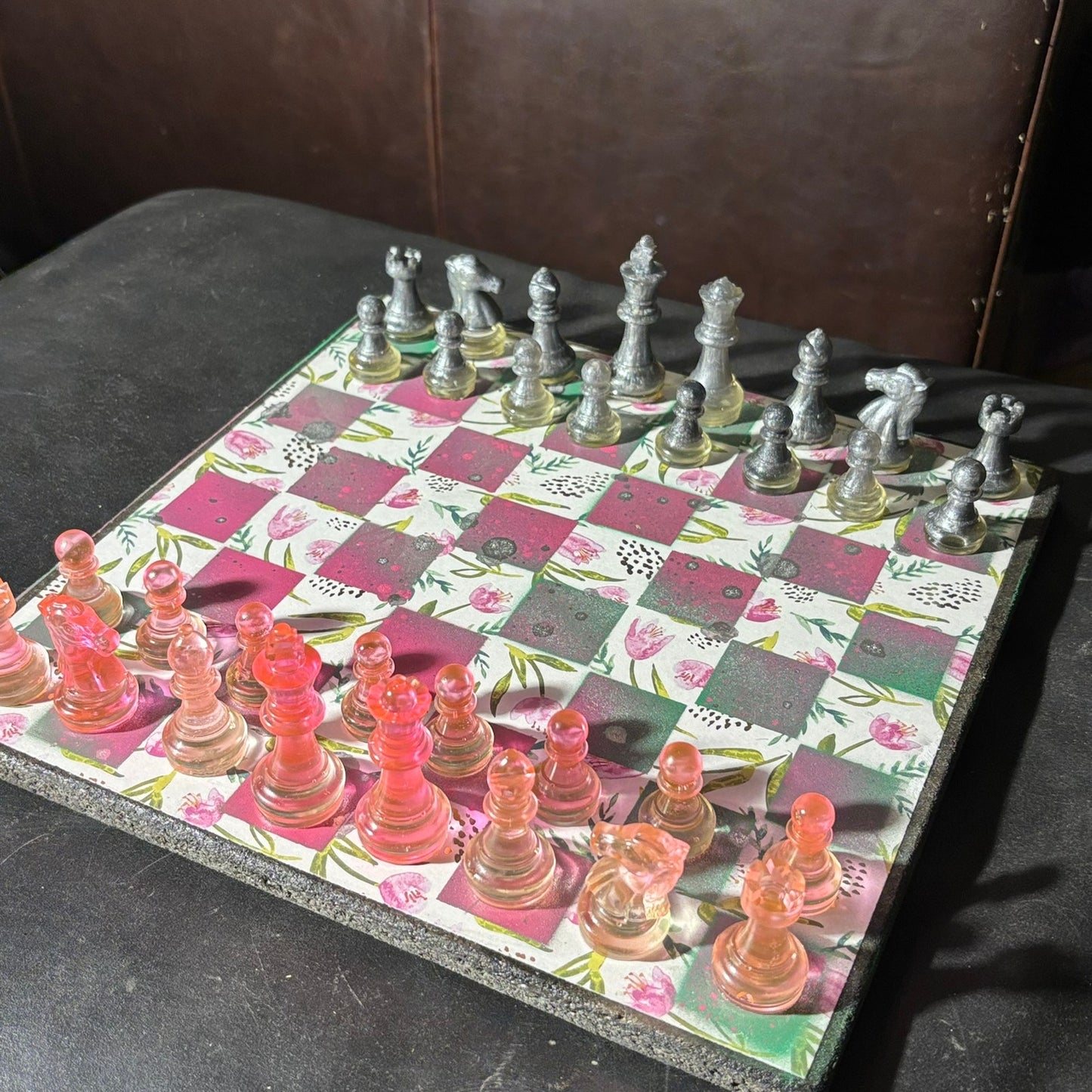 Vibrant Pink Lush - Scrapbook Chess Set