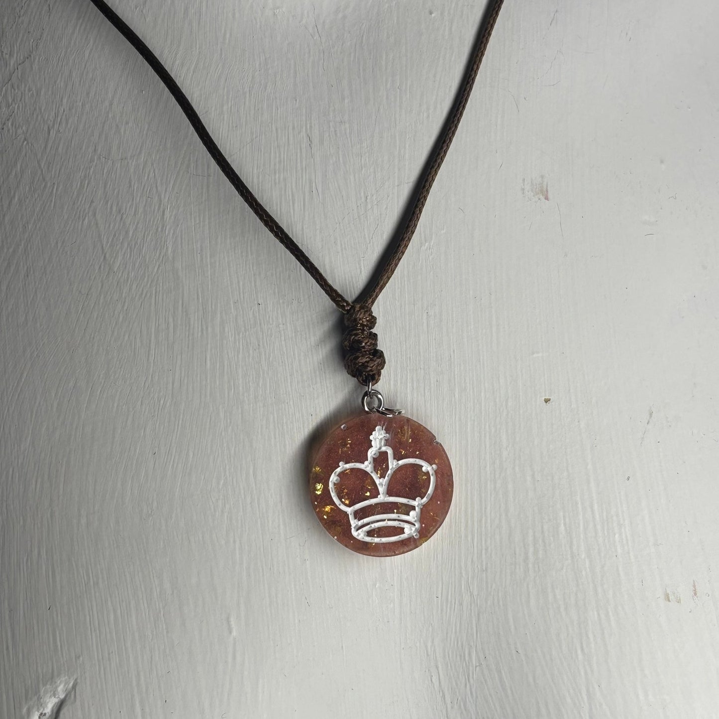 Champagne Crystal King - Handmade Resin Chess Necklace