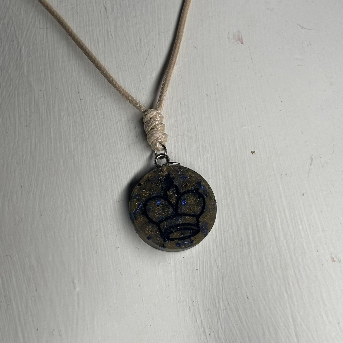 Vintage Green King - Handmade Resin Chess Necklace