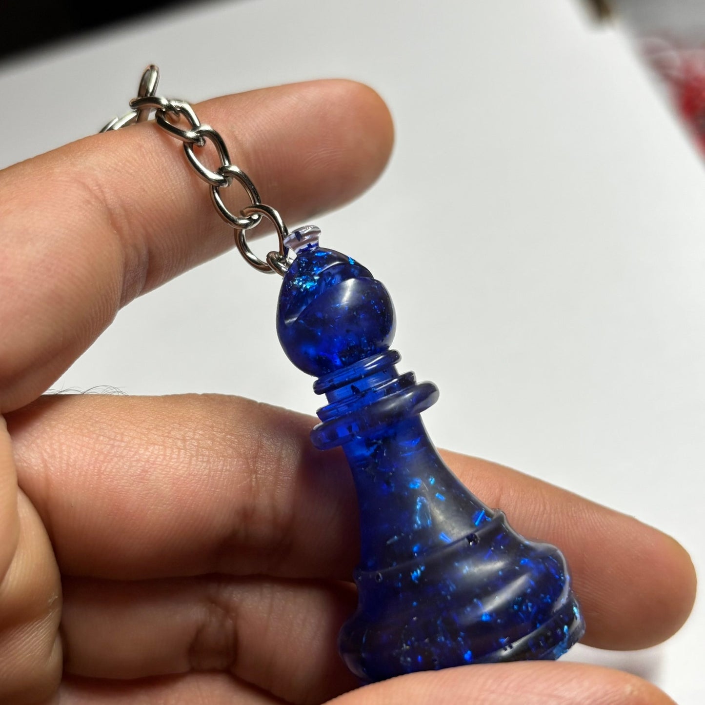 Sea Blue Crystal Bishop - Handmade Resin Keychain