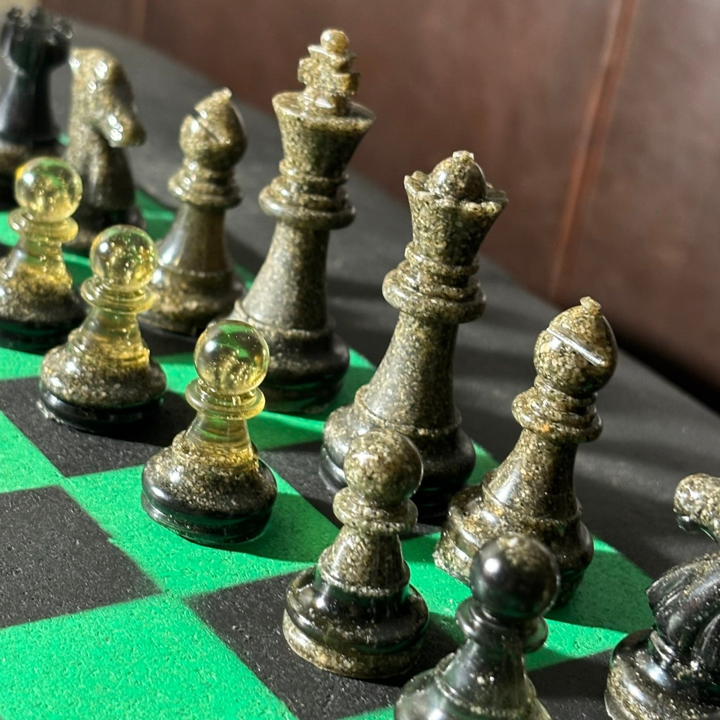 Opal Fire Green - Painted Chess Set