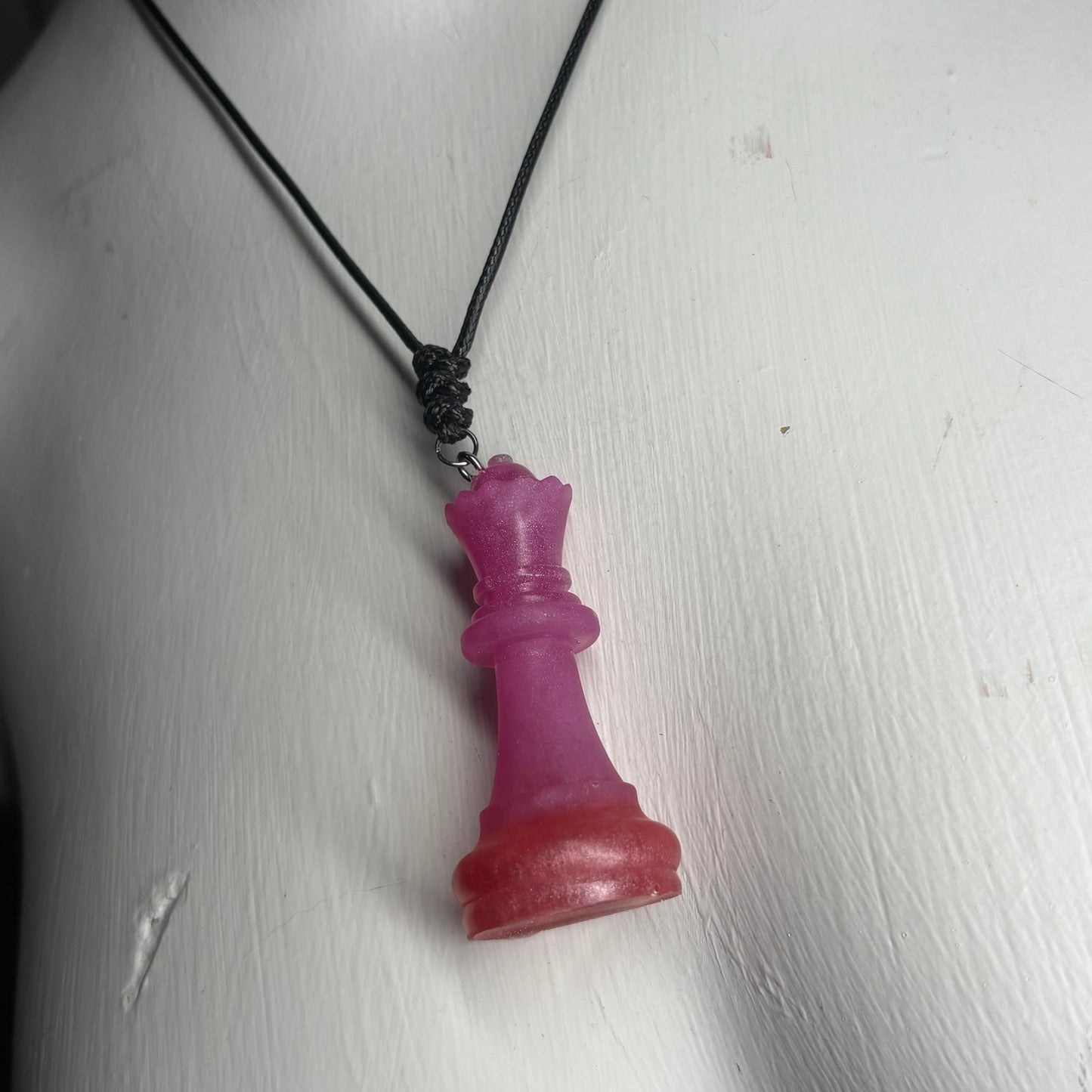 Pink Queen - Handmade Resin Chess Necklace