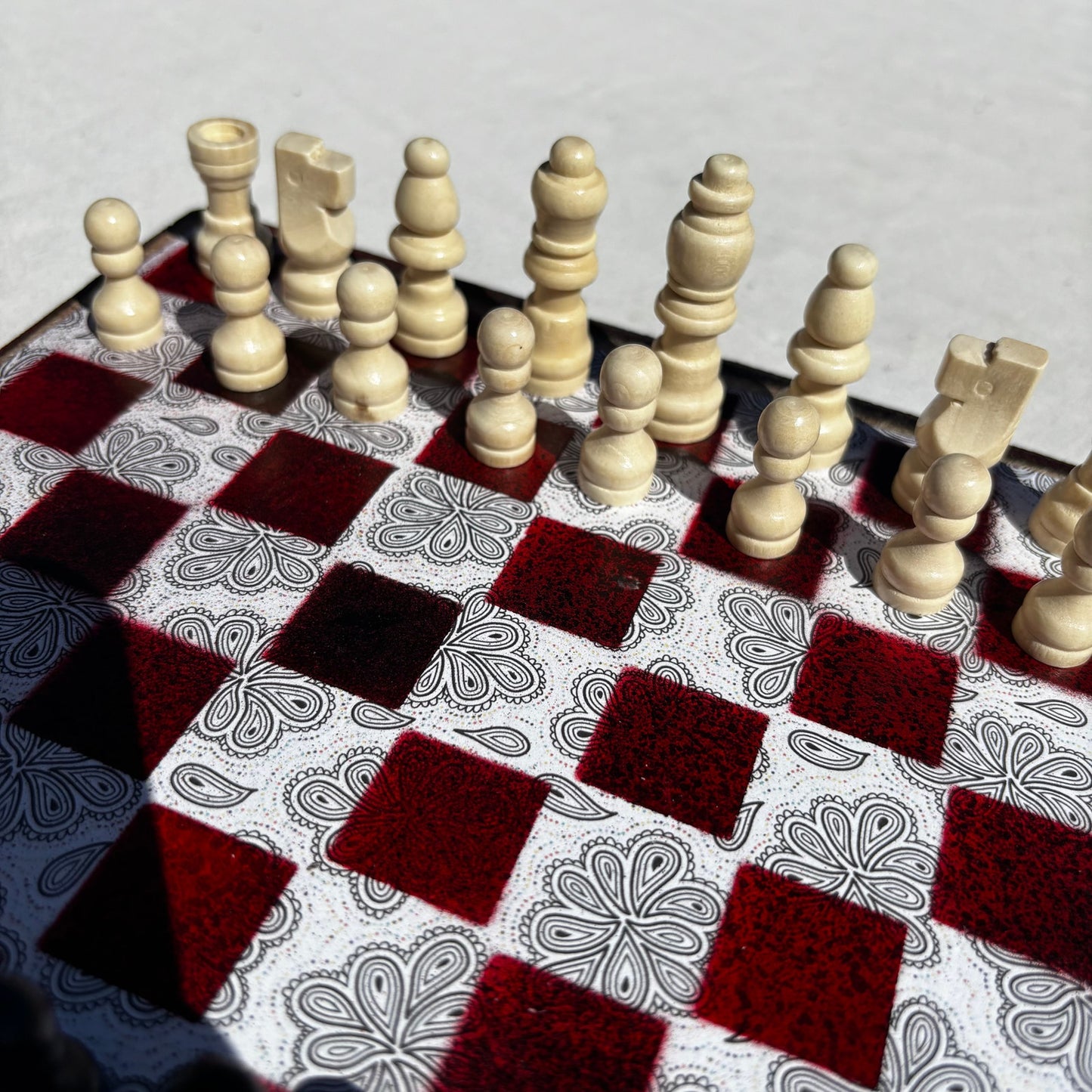 The Dark Red - Scrapbook Chess Set