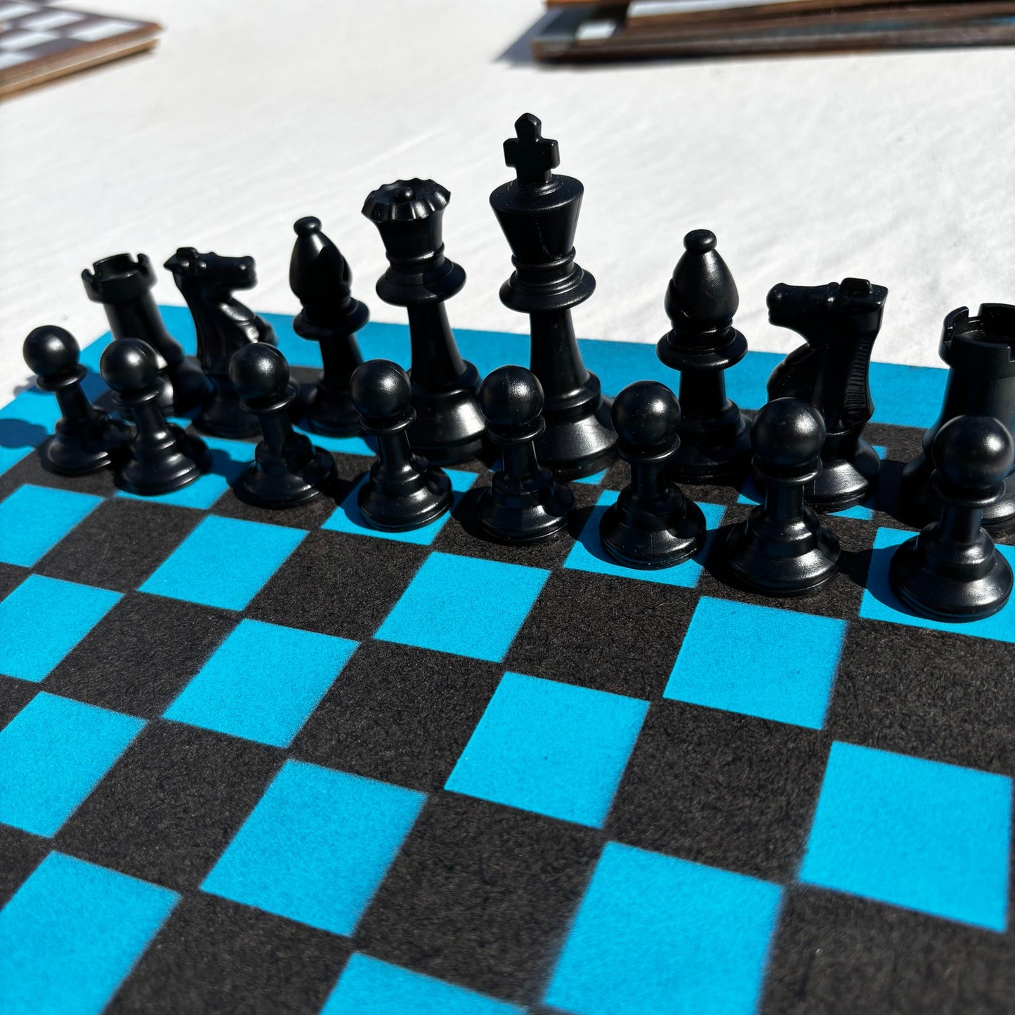 Blue & Black - Painted Chess Set