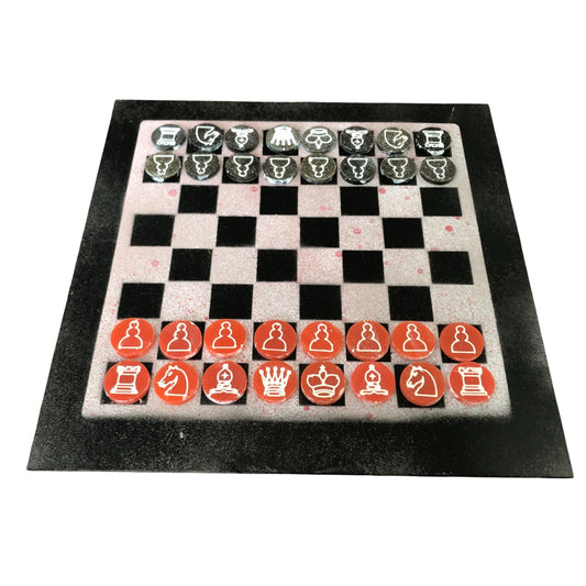 Red & Back - Painted Chess Set