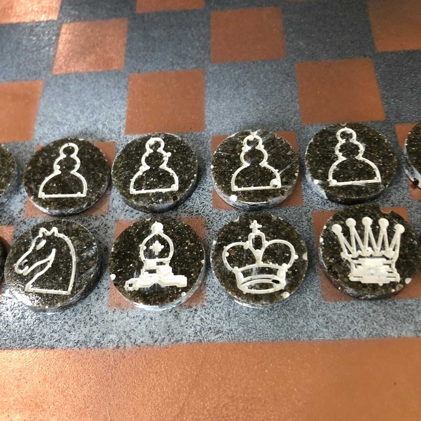 Bronze Black Snow - Painted Chess Set