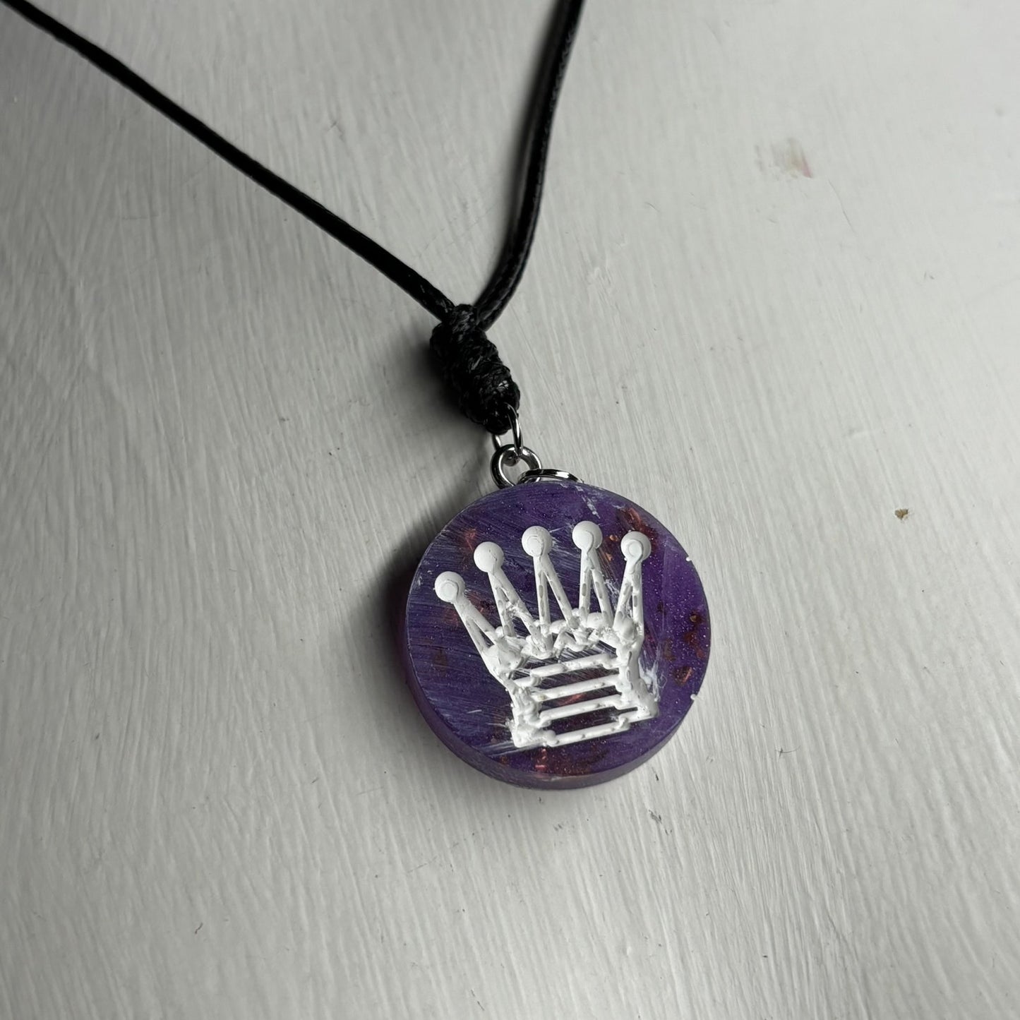 Purple Queen - Handmade Resin Chess Necklace