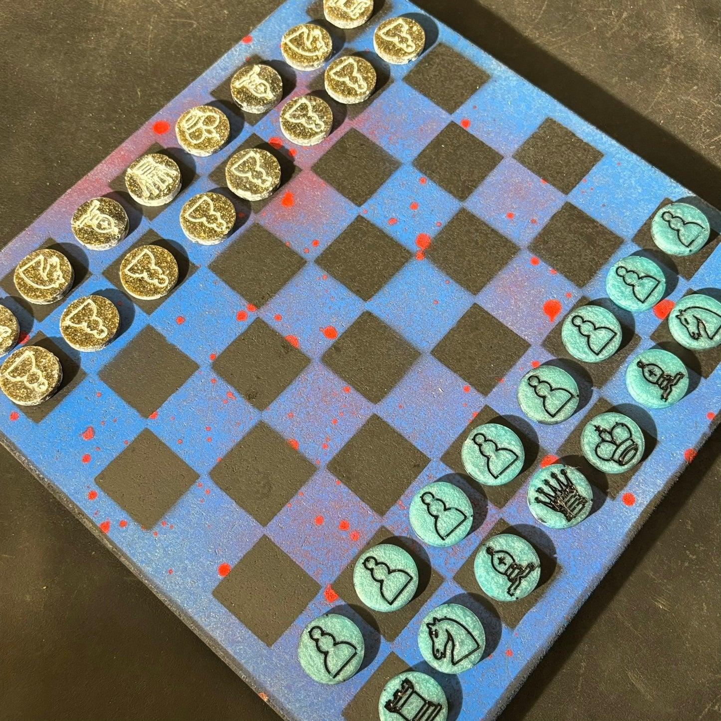 Space Blue - Painted Chess Set