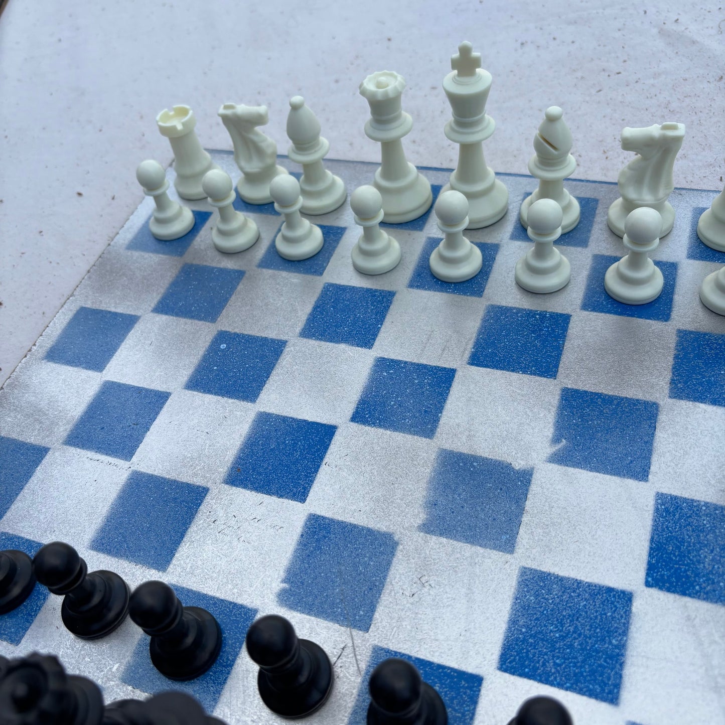 Silver & Blue - Painted Chess Set