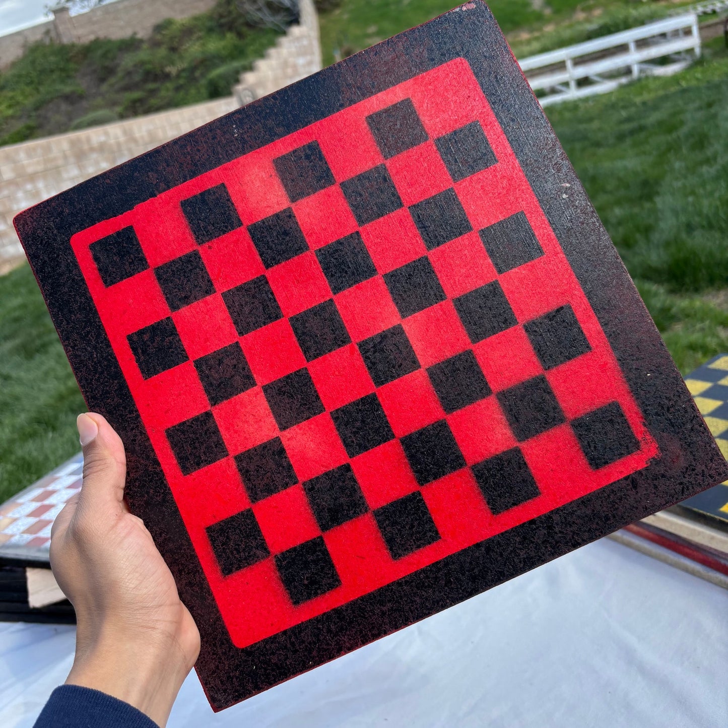 Red & Black - Painted Chess Set