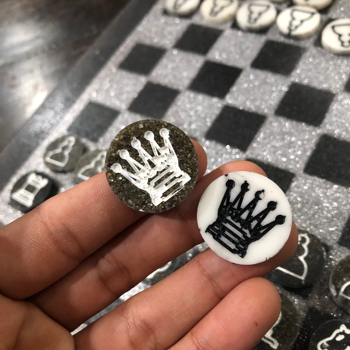 Gray & Black - Painted Chess Set