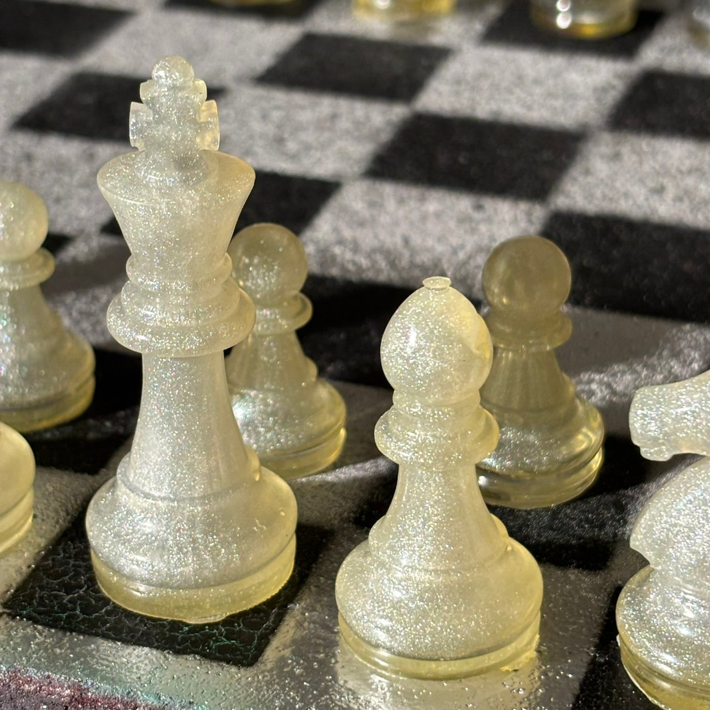 Silver & Black - Painted Chess Set