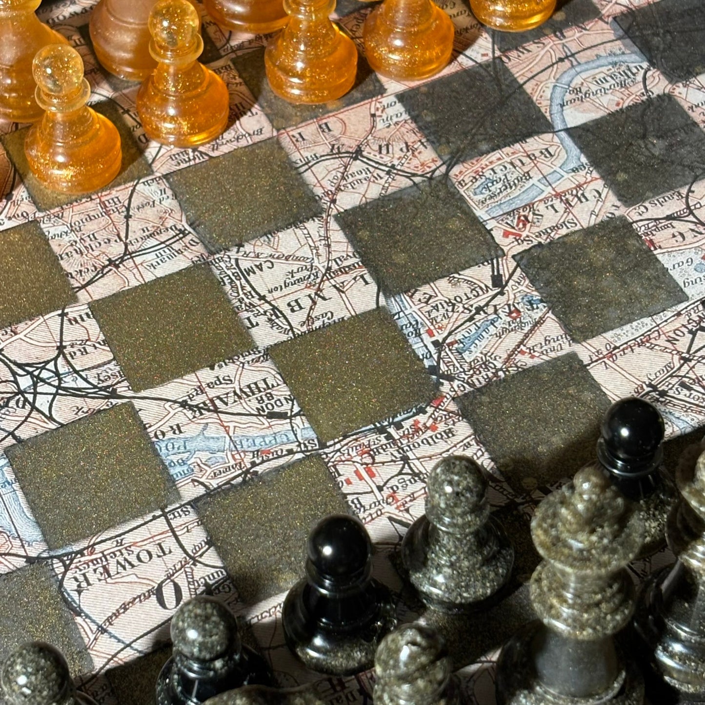 Amber Maps Pattern - Scrapbook Chess Set