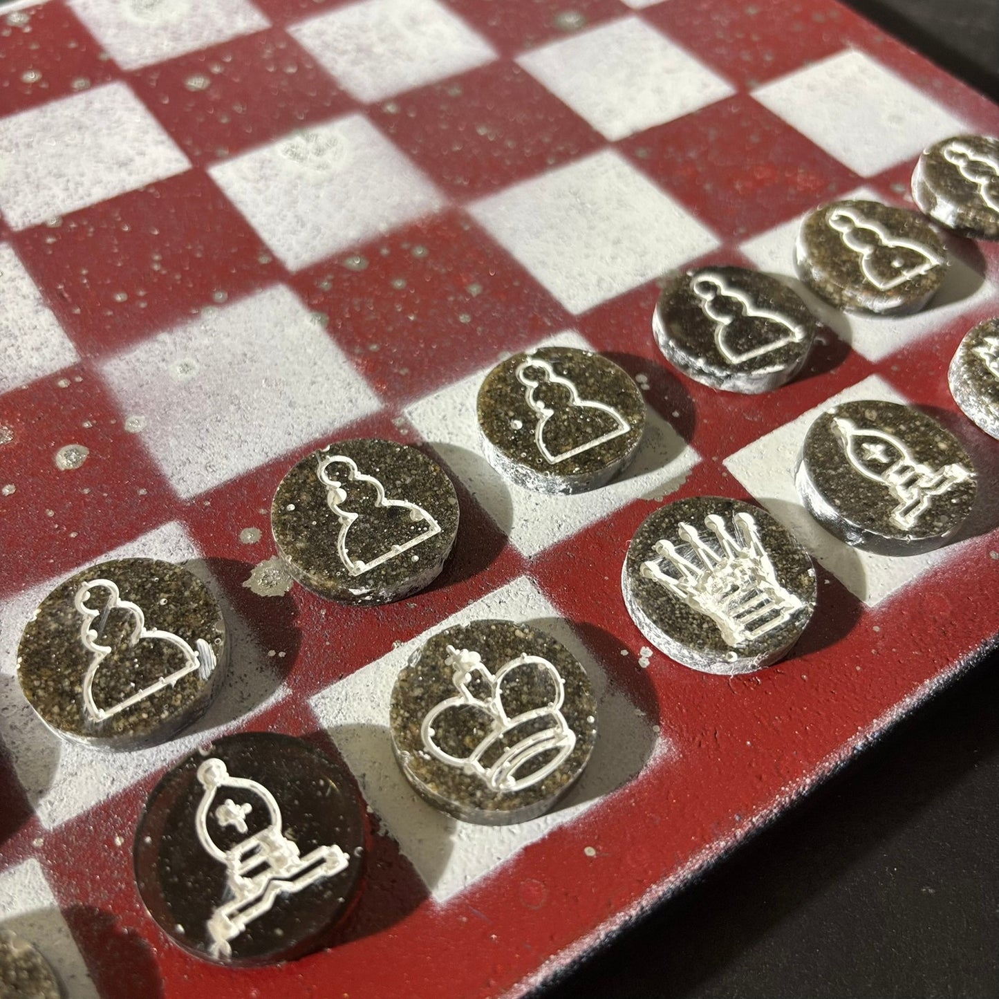 Red Chrome Drip - Painted Chess Set