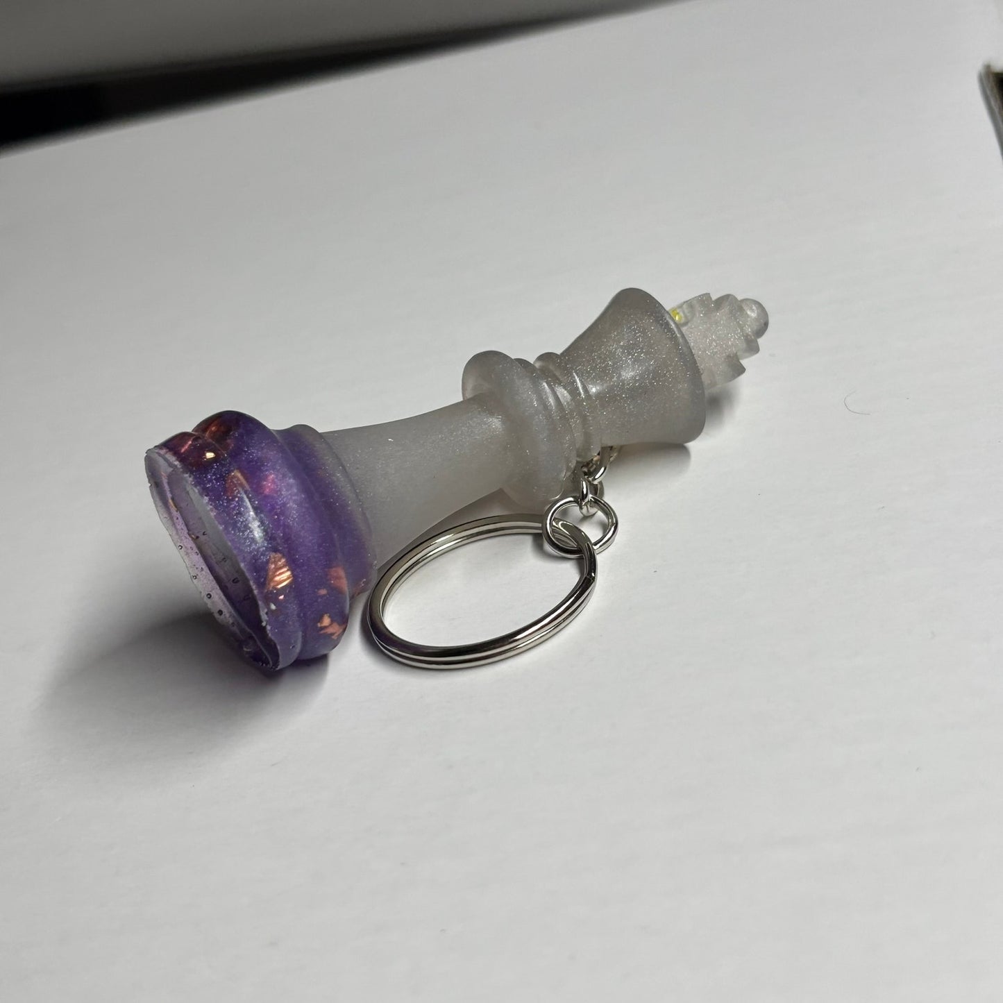 Purple/White King - Handmade Resin Keychain