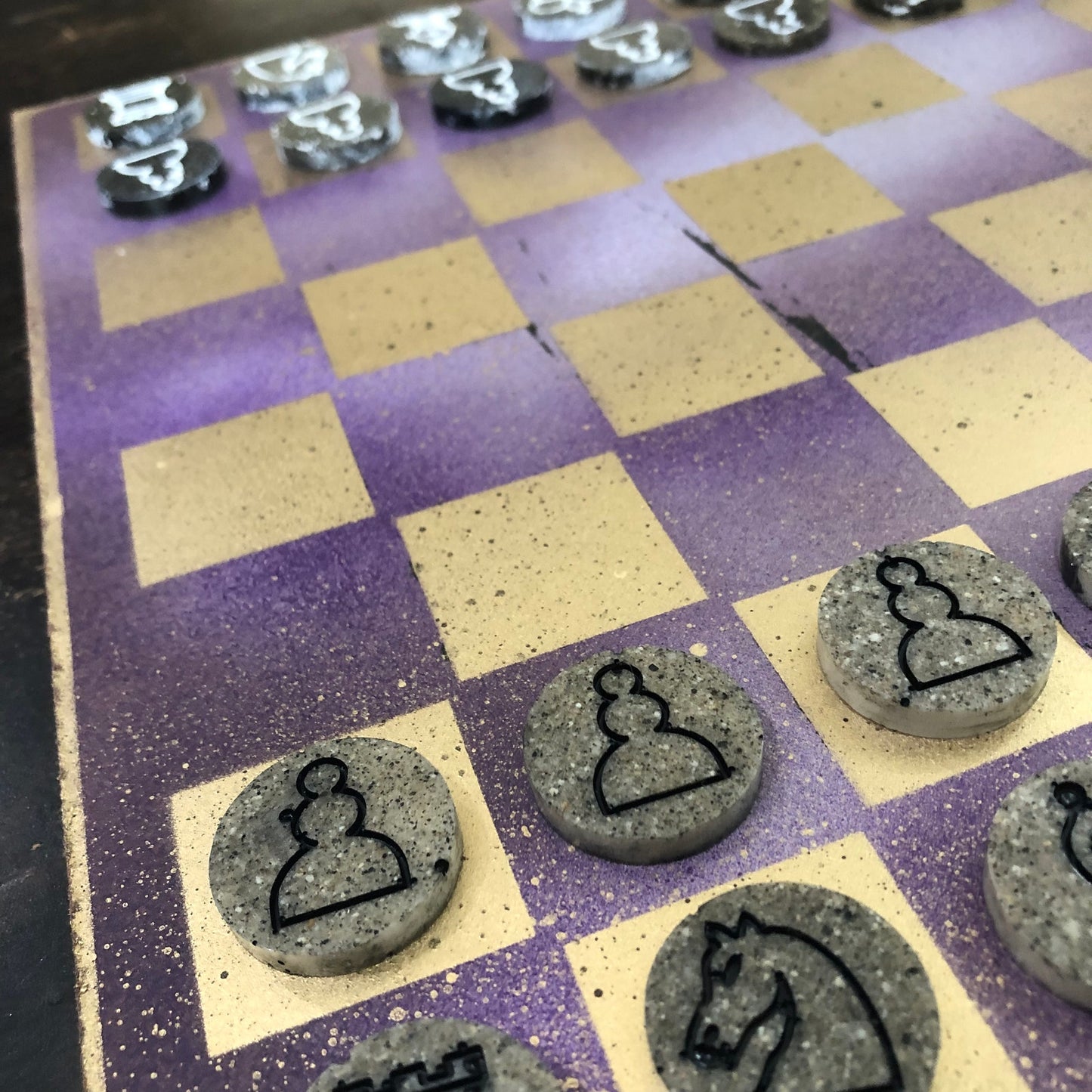 Purple Gold - Painted Chess Set